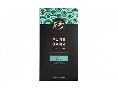 Fazer Pure Dark 70 % cocoa - Twist of Mint 95 g - Fazer