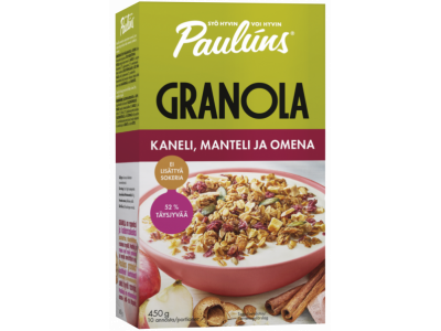 Omenagranola | Paulúns Kaneli, Manteli ja Omena granola 450 g | Paulúns