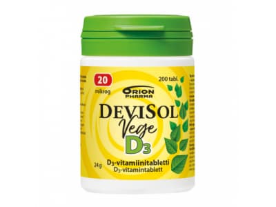 Orion Devisol Vege 20 mikrog kasviperäinen D3-vitamiini 200 tabl