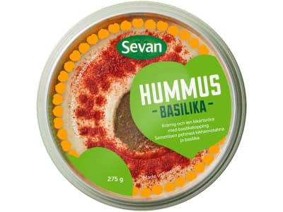 Hummus basilika Sevanilta on raikas kikhernetahna esimerkiksi dippailuun