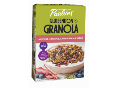 Paulúns Gluteeniton granola Mustikka-raparperi-kardemumma-kaneli 350 g