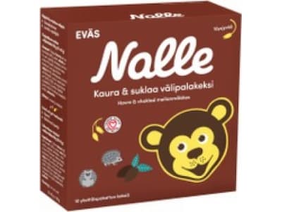 Nalle Täysjyväkaura-Suklaa Välipalakeksi 10X15g