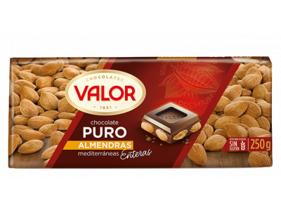 Valor chocolate Puro Almendras Mediterraneas, 250g
