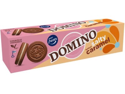 Fazer Domino Salty Caramel Täytekeksi 175G